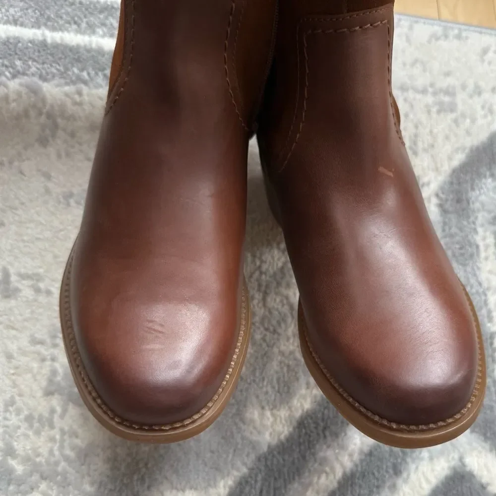 Clark’s Maye Carly Tall-Shaft Boot Leather Boots In Tan 6M NWT